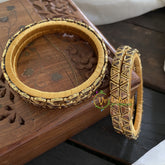 Single Line Kundan Bangle-Triangle-Glossy-Gold Yellow-G3639